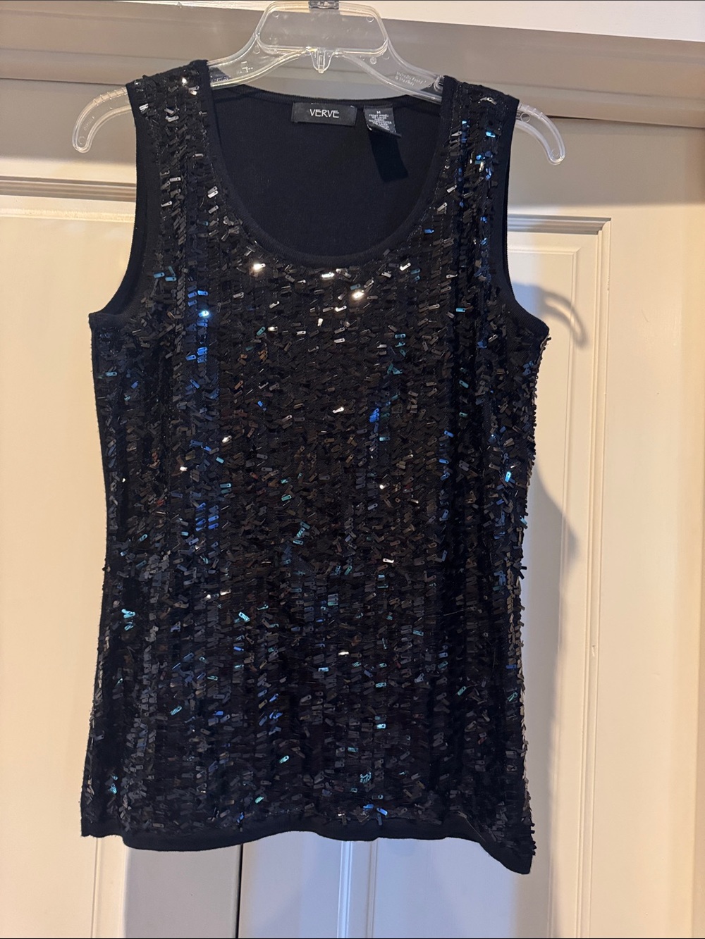 Verve Black Sequin Sleeveless Tank Top